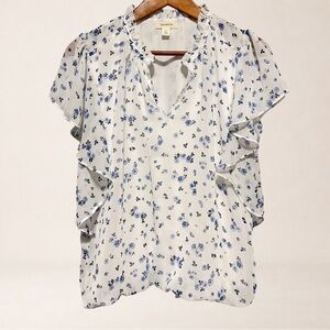 TAMARA H Floral Ruffle Romantic Cottagecore Coquette Prairie Blouse